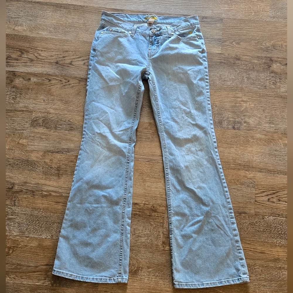 Vintage Junior 5 Light Blue Jeans with Yellow Embroidery